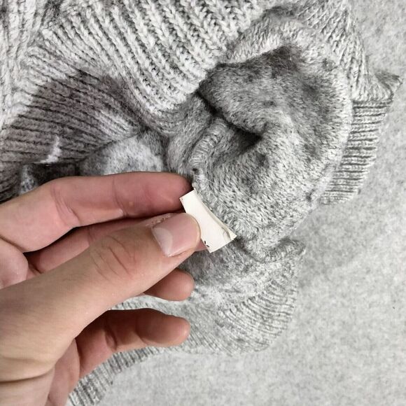 Zara Knit Pullover Sweater Womens Small Gray Marled V-Neck Italian Yarn Ribbed - Picture 8 of 11